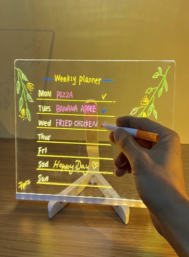 JBEIY LED Note Board with Colors,Led Light Up Acrylic Message Board,LED Illuminated Drawing Board Light Up Dry Erase Board with Stand for Office School Home (11.81 * 7.88'') - Image 4